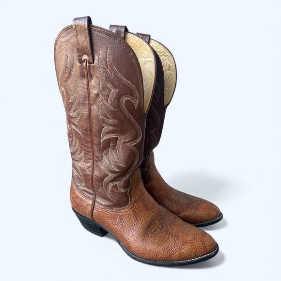 Nocona Men’s Western Cowboy Boots Brown Leather Classic Stitching 786550 Size  9 - Picture 10 of 15